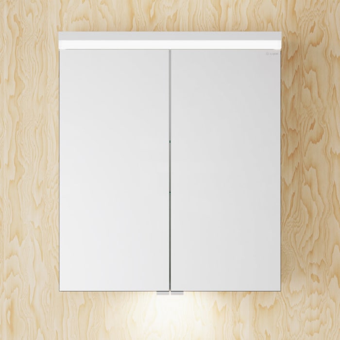 burgbad Lin20 Spiegelschrank mit LED-Beleuchtung, 60 cm, 2 Spiegeltüren, mit Waschtischbeleuchtung