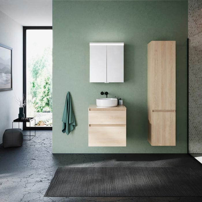 burgbad Lin20 Spiegelschrank mit LED-Beleuchtung, 60 cm, 2 Spiegeltüren