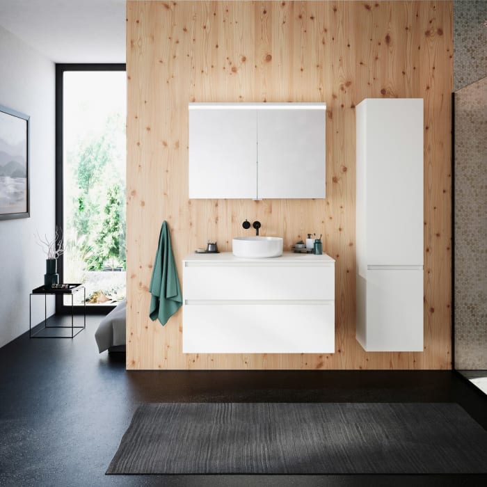 burgbad Lin20 Spiegelschrank mit LED-Beleuchtung, 100 cm, 2 Spiegeltüren