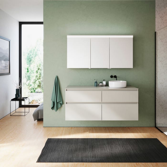 burgbad Lin20 Spiegelschrank mit LED-Beleuchtung, 140 cm, 3 Spiegeltüren, rechts