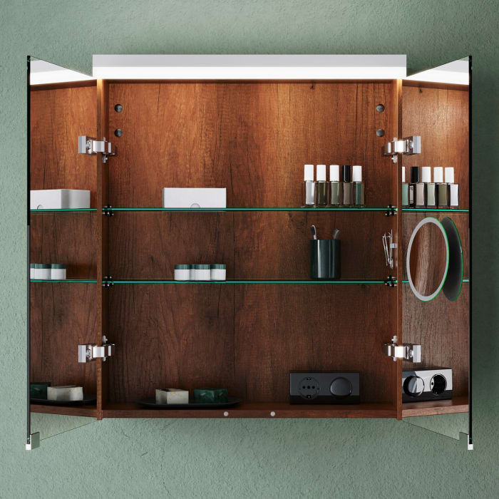 burgbad Lin20 Spiegelschrank mit LED-Beleuchtung, 60 cm, 2 Spiegeltüren