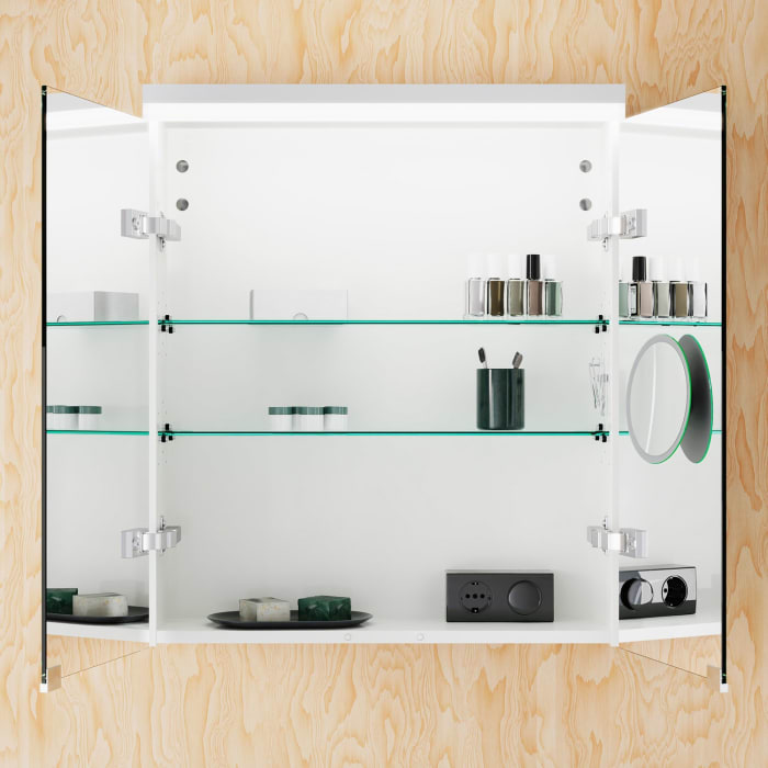 burgbad Lin20 Spiegelschrank mit LED-Beleuchtung, 60 cm, 2 Spiegeltüren