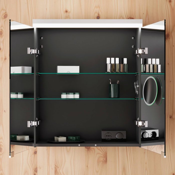 burgbad Lin20 Spiegelschrank mit LED-Beleuchtung, 60 cm, 2 Spiegeltüren