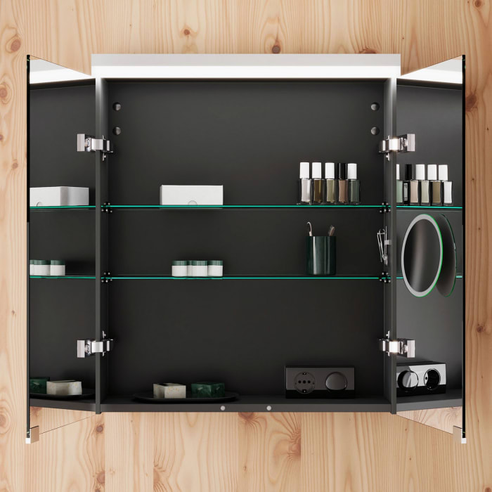 burgbad Lin20 Spiegelschrank mit LED-Beleuchtung, 60 cm, 2 Spiegeltüren