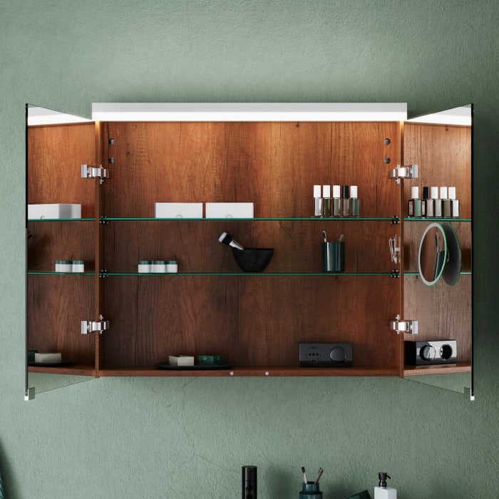 burgbad Lin20 Spiegelschrank mit LED-Beleuchtung, 80 cm, 2 Spiegeltüren