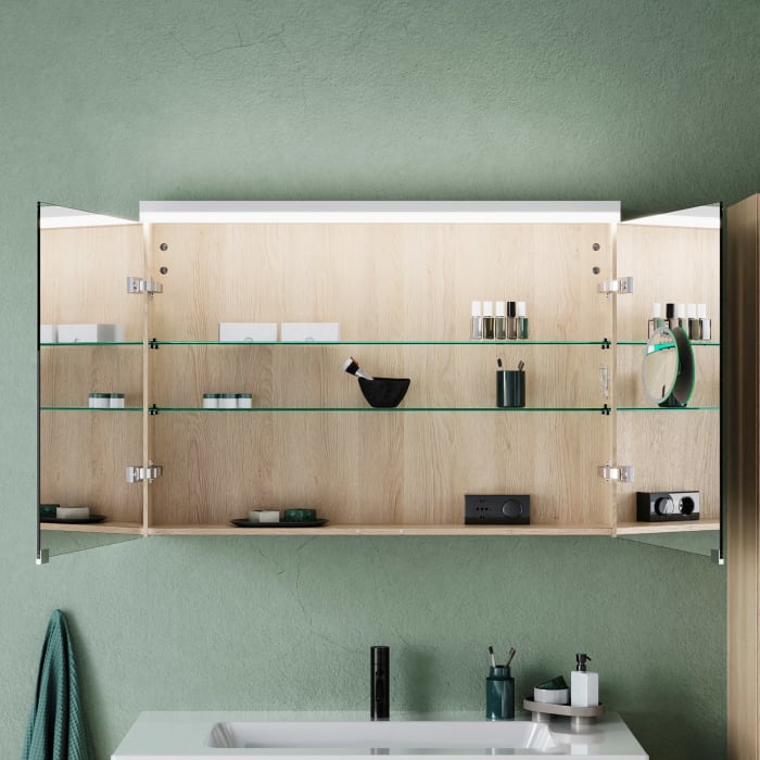 burgbad Lin20 Spiegelschrank mit LED-Beleuchtung, 100 cm, 2 Spiegeltüren