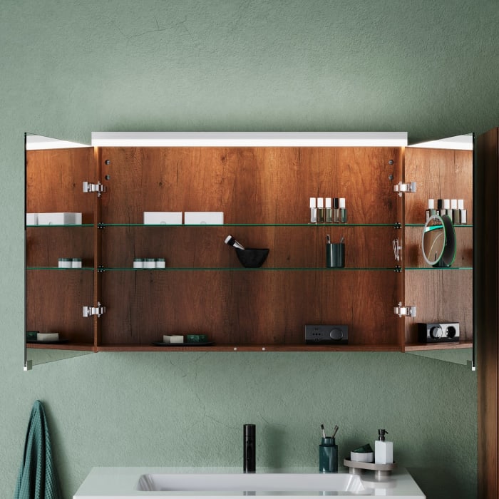 burgbad Lin20 Spiegelschrank mit LED-Beleuchtung, 100 cm, 2 Spiegeltüren