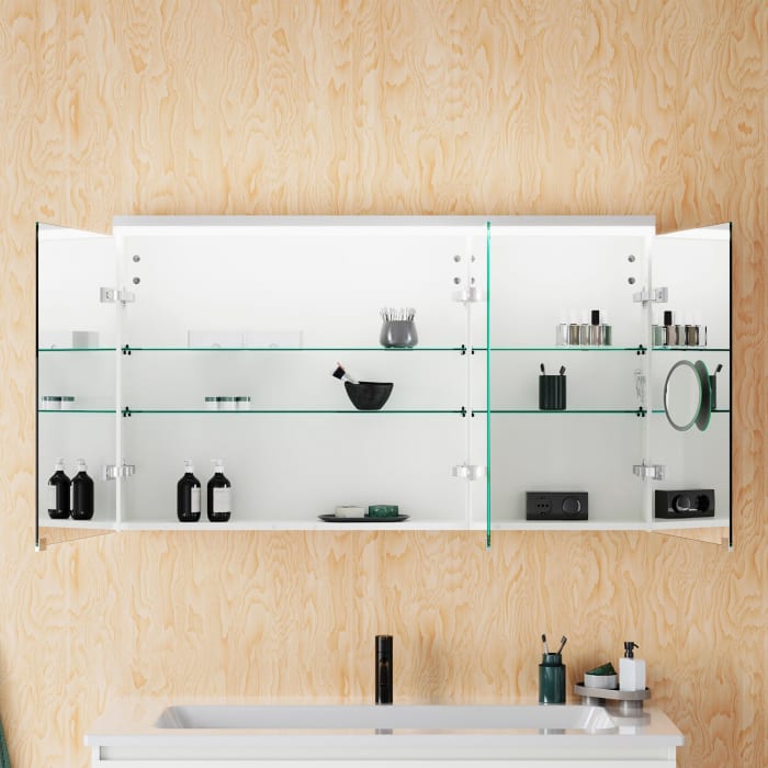 burgbad Lin20 Spiegelschrank mit LED-Beleuchtung, 120 cm, 3 Spiegeltüren, links