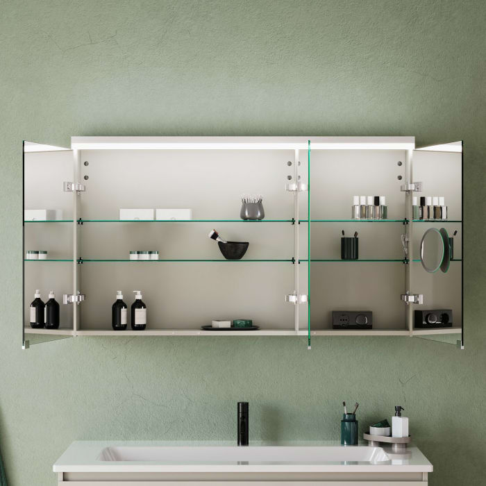 burgbad Lin20 Spiegelschrank mit LED-Beleuchtung, 120 cm, 3 Spiegeltüren, links