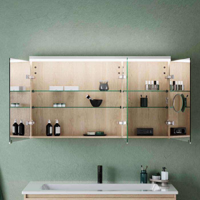 burgbad Lin20 Spiegelschrank mit LED-Beleuchtung, 120 cm, 3 Spiegeltüren, links