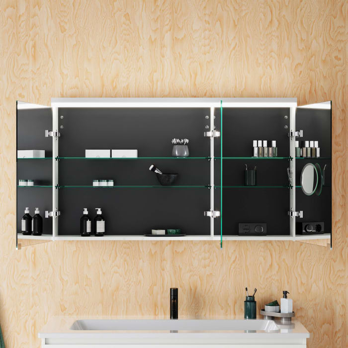 burgbad Lin20 Spiegelschrank mit LED-Beleuchtung, 120 cm, 3 Spiegeltüren, links