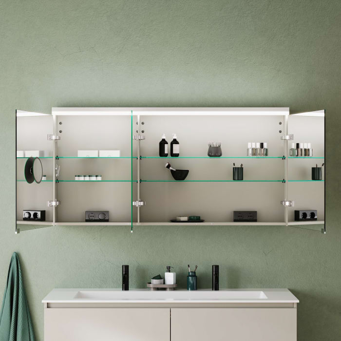 burgbad Lin20 Spiegelschrank mit LED-Beleuchtung, 140 cm, 3 Spiegeltüren, rechts