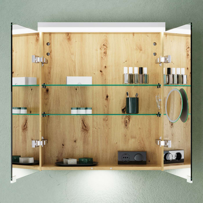 burgbad Lin20 Spiegelschrank mit LED-Beleuchtung, 60 cm, 2 Spiegeltüren, mit Waschtischbeleuchtung