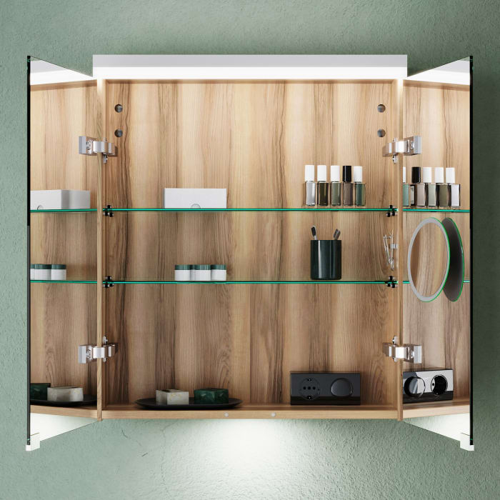 burgbad Lin20 Spiegelschrank mit LED-Beleuchtung, 60 cm, 2 Spiegeltüren, mit Waschtischbeleuchtung