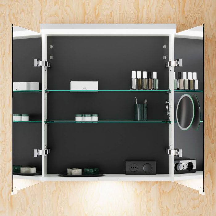 burgbad Lin20 Spiegelschrank mit LED-Beleuchtung, 60 cm, 2 Spiegeltüren, mit Waschtischbeleuchtung