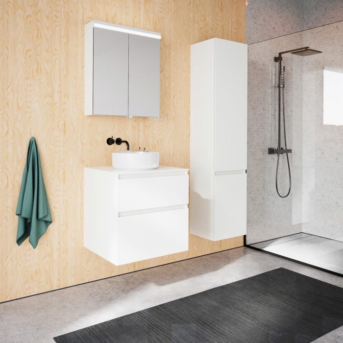 burgbad Lin20 Spiegelschrank mit LED-Beleuchtung, 60 cm, 2 Spiegeltüren