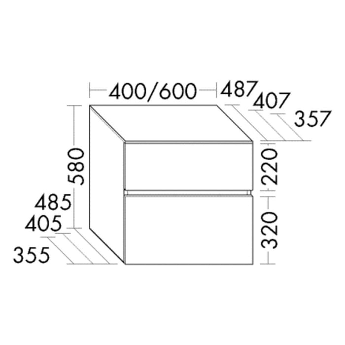 burgbad Lin20 Unterschrank 60 cm, 1 Auszug, 1 Schublade