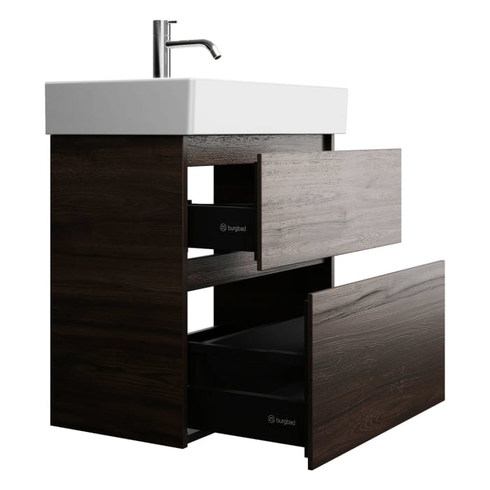 burgbad Lin20 Waschtischunterschrank mit Keramik-Waschtisch 63 cm, 2 Auszüge