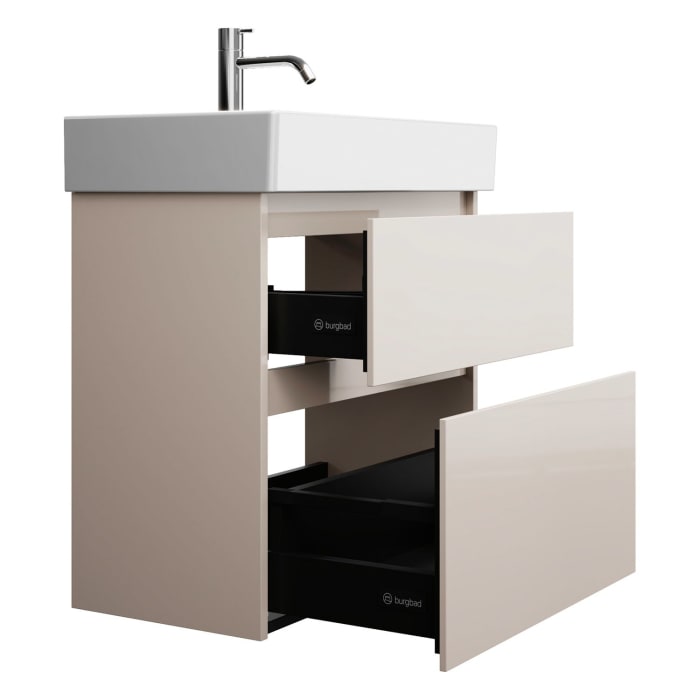 burgbad Lin20 Waschtischunterschrank mit Keramik-Waschtisch 63 cm, 2 Auszüge