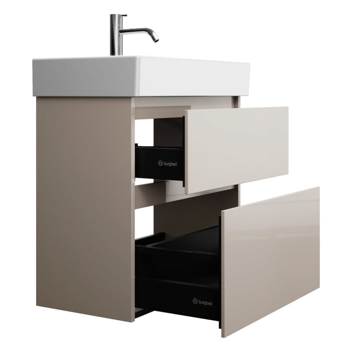 burgbad Lin20 Waschtischunterschrank mit Keramik-Waschtisch 63 cm, 2 Auszüge