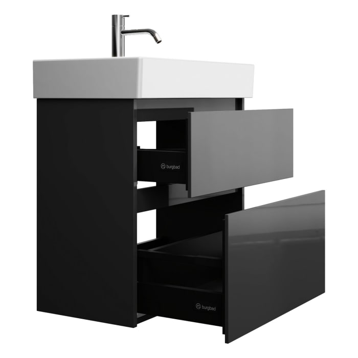 burgbad Lin20 Waschtischunterschrank mit Keramik-Waschtisch 63 cm, 2 Auszüge