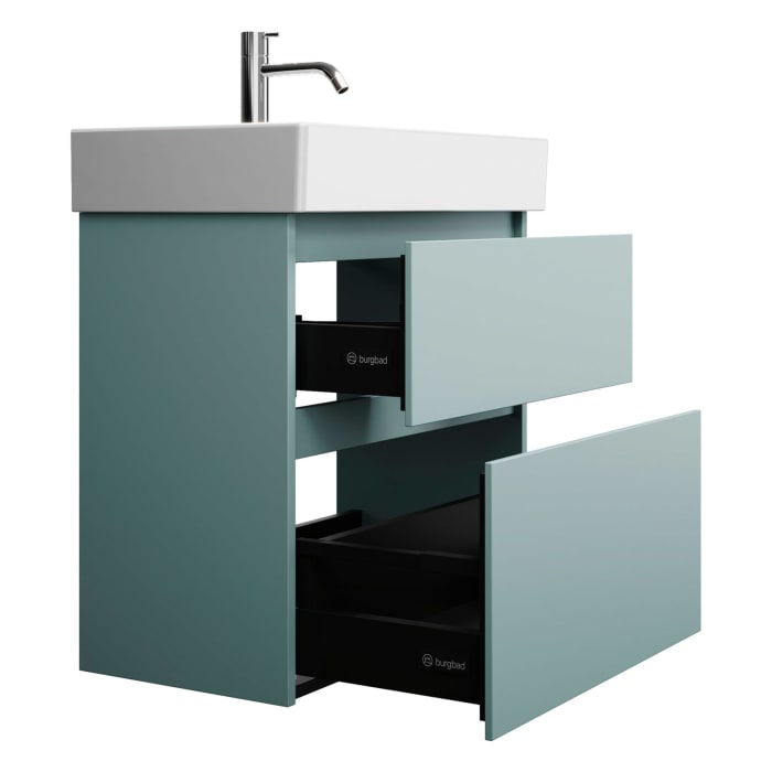 burgbad Lin20 Waschtischunterschrank mit Keramik-Waschtisch 63 cm, 2 Auszüge