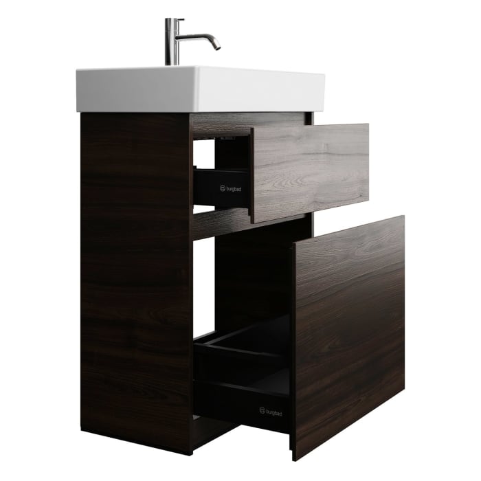 burgbad Lin20 Waschtischunterschrank mit Keramik-Waschtisch 63 cm, 2 Auszüge