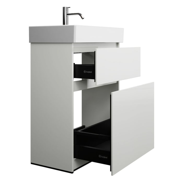 burgbad Lin20 Waschtischunterschrank mit Keramik-Waschtisch 63 cm, 2 Auszüge