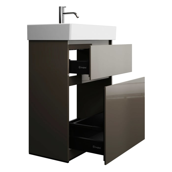 burgbad Lin20 Waschtischunterschrank mit Keramik-Waschtisch 63 cm, 2 Auszüge