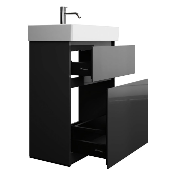 burgbad Lin20 Waschtischunterschrank mit Keramik-Waschtisch 63 cm, 2 Auszüge