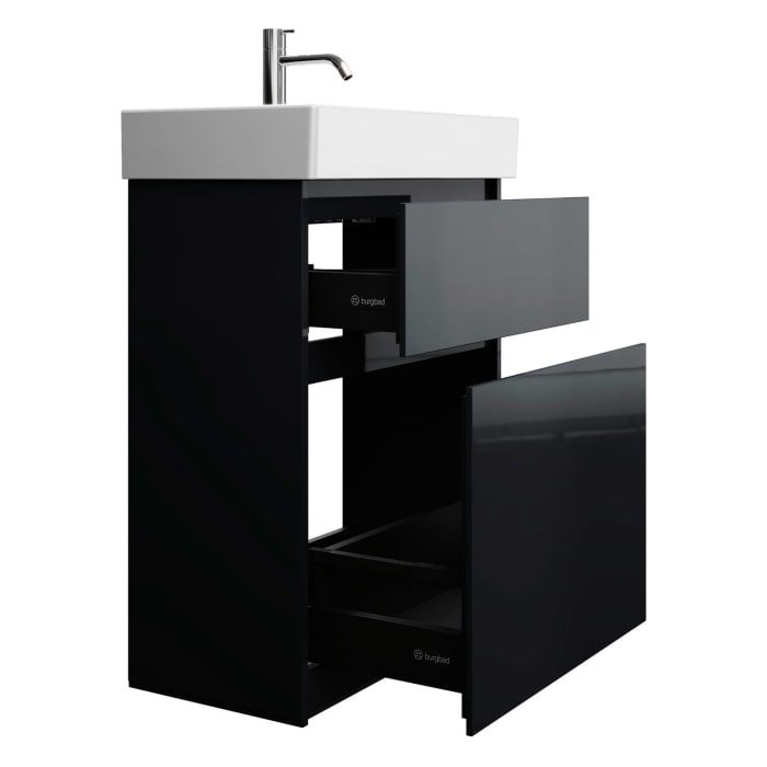 burgbad Lin20 Waschtischunterschrank mit Keramik-Waschtisch 63 cm, 2 Auszüge