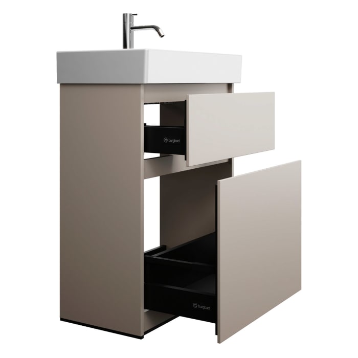 burgbad Lin20 Waschtischunterschrank mit Keramik-Waschtisch 63 cm, 2 Auszüge