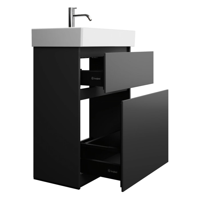 burgbad Lin20 Waschtischunterschrank mit Keramik-Waschtisch 63 cm, 2 Auszüge