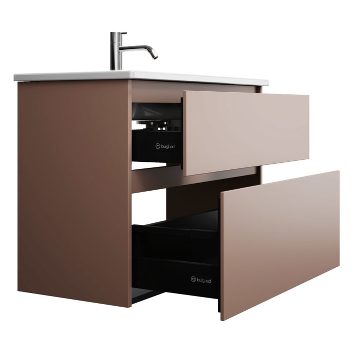 burgbad Lin20 Waschtischunterschrank mit Keramik-Waschtisch 83 cm, 2 Auszüge