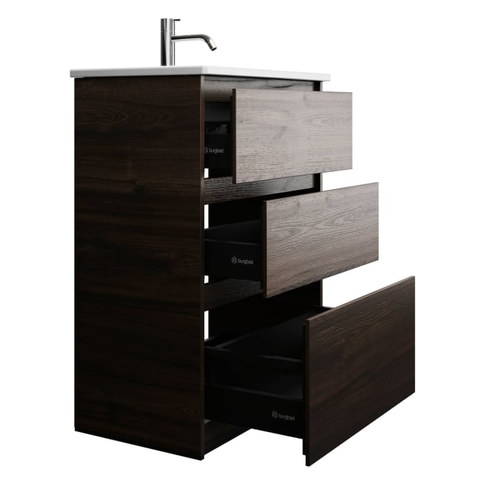 burgbad Lin20 Waschtischunterschrank mit Keramik-Waschtisch 63 cm, 3 Auszüge