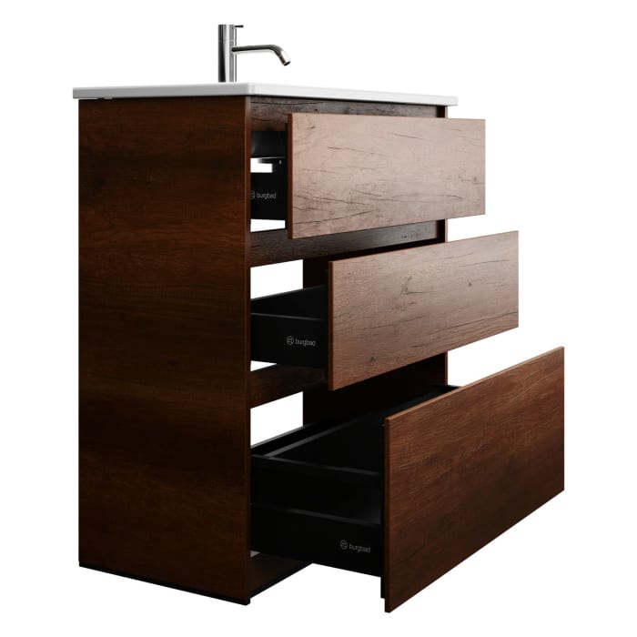 burgbad Lin20 Waschtischunterschrank mit Keramik-Waschtisch 83 cm, 3 Auszüge