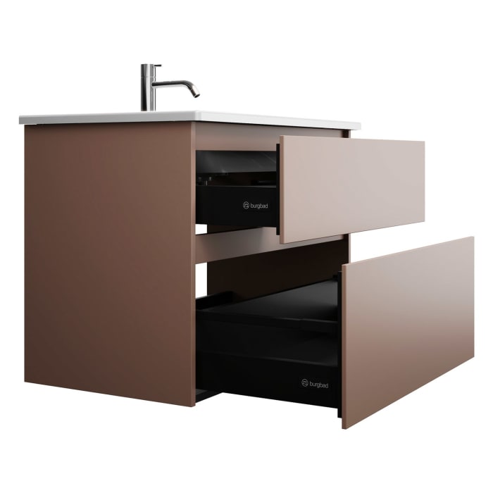 burgbad Lin20 Waschtischunterschrank mit Keramik-Waschtisch 83 cm, 2 Auszüge