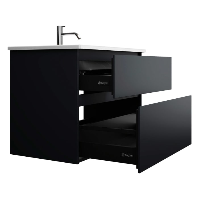 burgbad Lin20 Waschtischunterschrank mit Keramik-Waschtisch 83 cm, 2 Auszüge