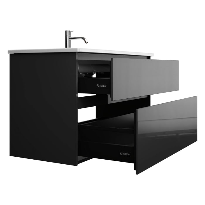 burgbad Lin20 Waschtischunterschrank mit Keramik-Waschtisch 103 cm, 2 Auszüge