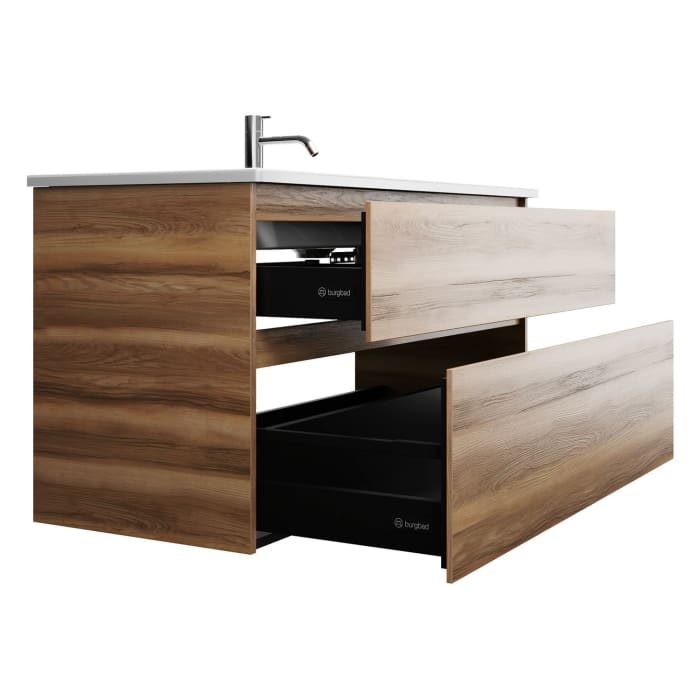 burgbad Lin20 Waschtischunterschrank mit Keramik-Waschtisch 123 cm, 2 Auszüge