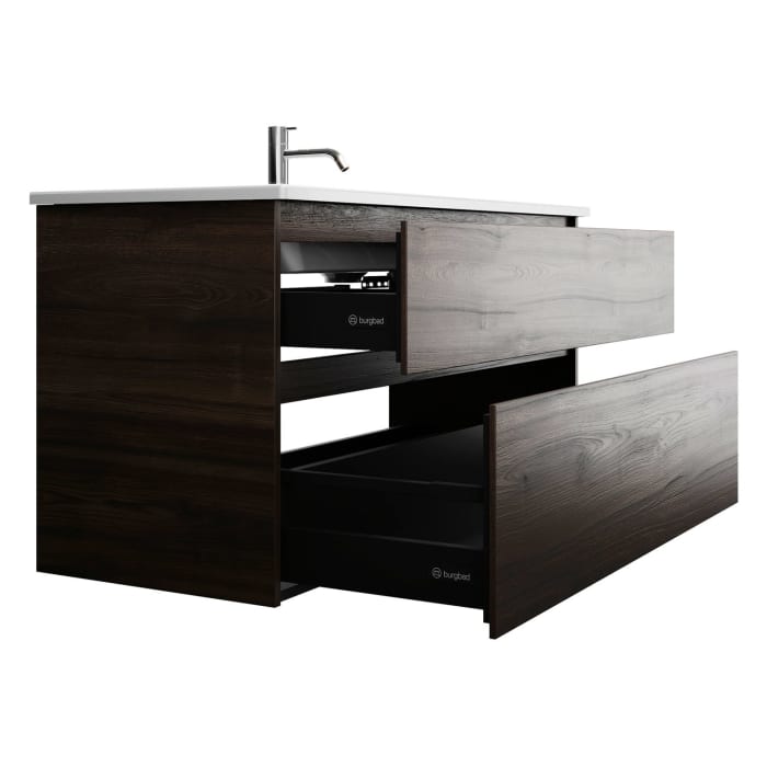 burgbad Lin20 Waschtischunterschrank mit Keramik-Waschtisch 123 cm, 2 Auszüge