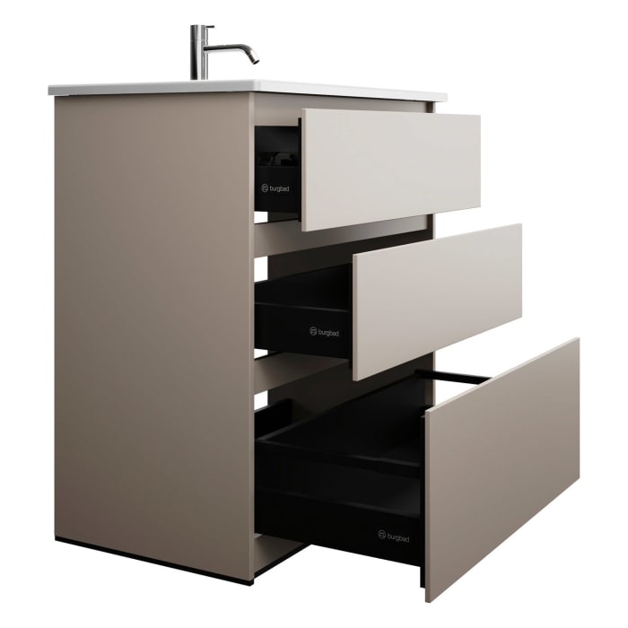 burgbad Lin20 Waschtischunterschrank mit Keramik-Waschtisch 83 cm, 3 Auszüge