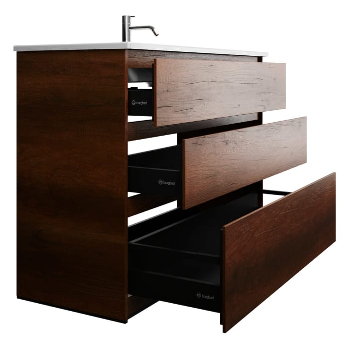 burgbad Lin20 Waschtischunterschrank mit Keramik-Waschtisch 123 cm, 3 Auszüge