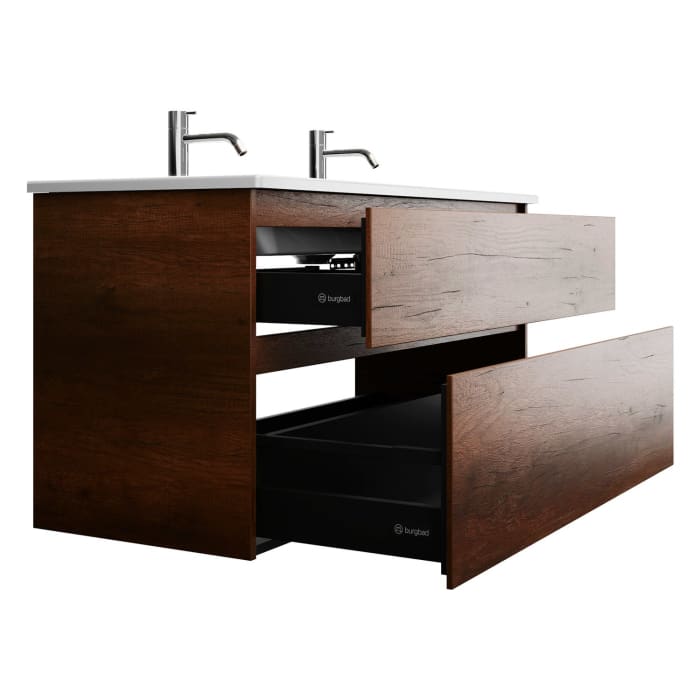 burgbad Lin20 Waschtischunterschrank mit Keramik-Waschtisch 123 cm, 2 Auszüge