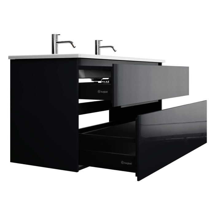 burgbad Lin20 Waschtischunterschrank mit Keramik-Waschtisch 123 cm, 2 Auszüge