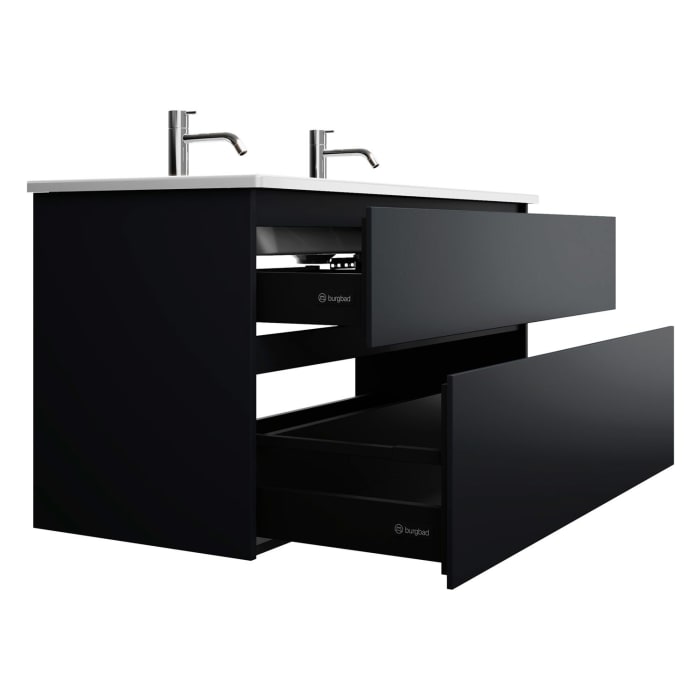 burgbad Lin20 Waschtischunterschrank mit Keramik-Waschtisch 123 cm, 2 Auszüge