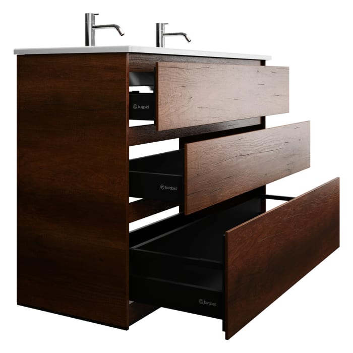 burgbad Lin20 Waschtischunterschrank mit Keramik-Waschtisch 123 cm, 3 Auszüge