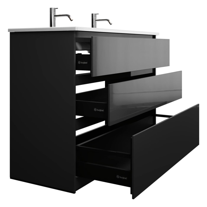 burgbad Lin20 Waschtischunterschrank mit Keramik-Waschtisch 123 cm, 3 Auszüge