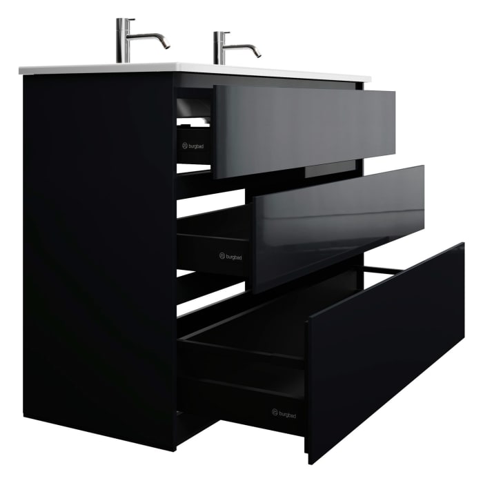 burgbad Lin20 Waschtischunterschrank mit Keramik-Waschtisch 123 cm, 3 Auszüge