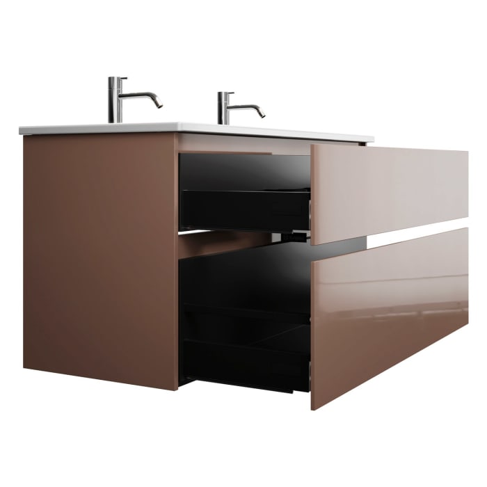 burgbad Lin20 Waschtischunterschrank mit Keramik-Doppelwaschtisch 123 cm, 2 Auszüge